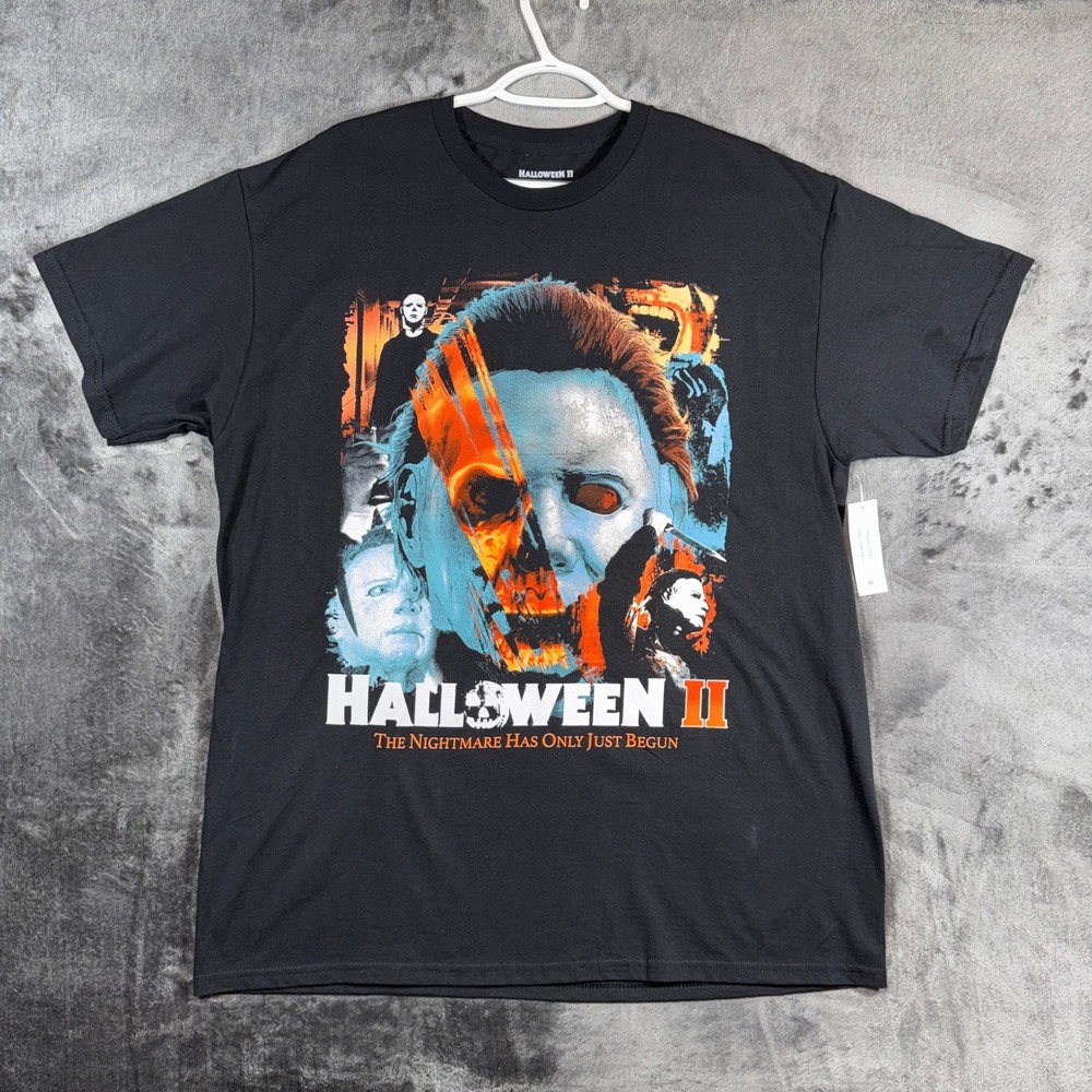 Halloween II Michael Myers Horror Movie Graphic T-Shirt Black Mens Large NWT
